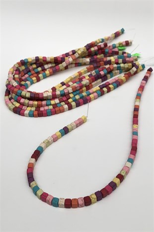 Renkli Desenli Akik Doğal Taş Boncuk 8 mm