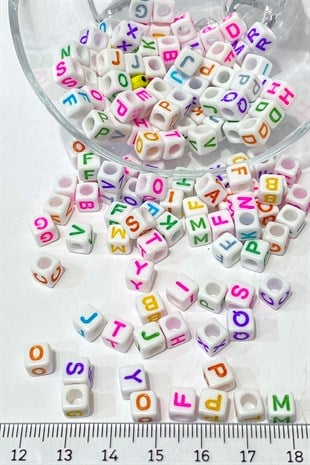 Colored Square Letter Beads 100 Pcs