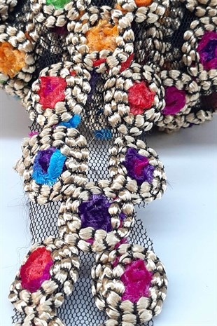 Renkli Motif Antik Şerit Güpür