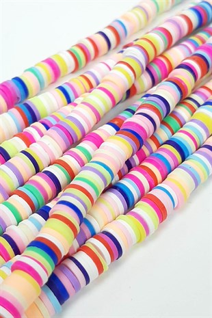 Renkli Pembeli Fimo Hamur Boncuk 6 mm