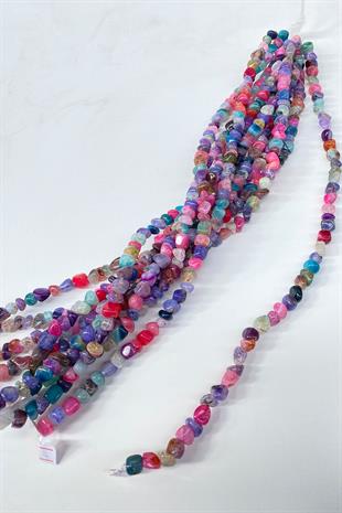 Renkli Rengarenk Çakıl Taşı Kesim Akik Doğal Taş