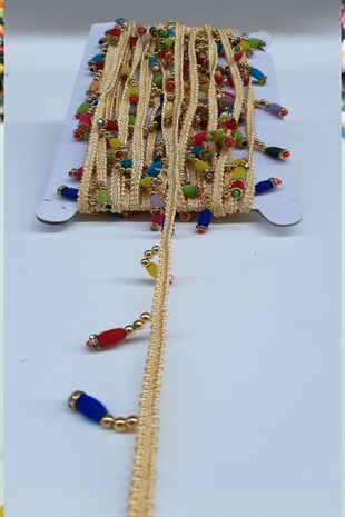 Renkli Rondela Boncuklu Sacak Serit