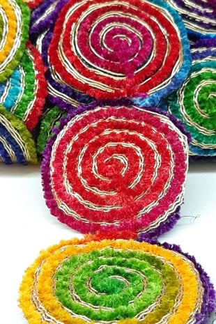 Renkli Sarmal Desenli Antik Şerit Güpür