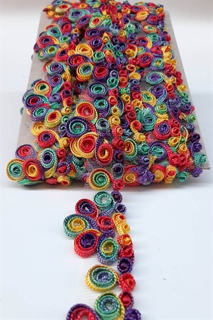 Colorful Small Spiral Pattern Antique Stripe Guipure