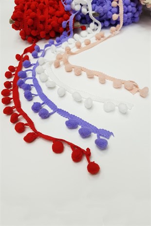 Renkli Şerit Ponpon 1,5cm