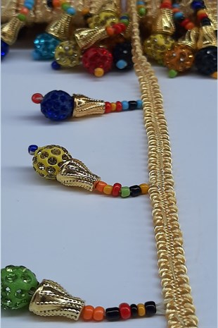 Renkli Taş Boncuklu Sacak Serit