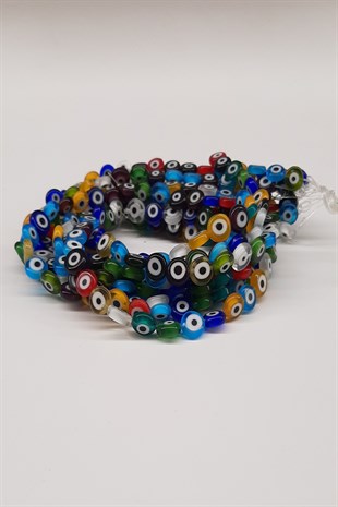 Colored Flat Glass Evil Eye Beads
