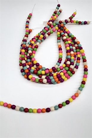 Renkli Yuvarlak Taş Boncuk