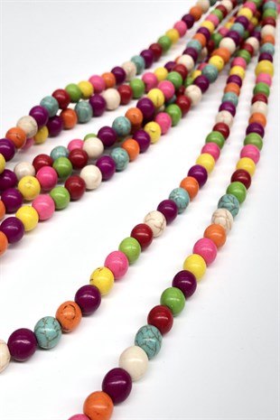 Renkli Yuvarlak Taş Boncuk