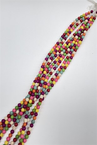 Renkli Yuvarlak Taş Boncuk