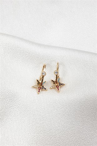 Renkli Zirkon Taşlı Situla Yıldız Küpe