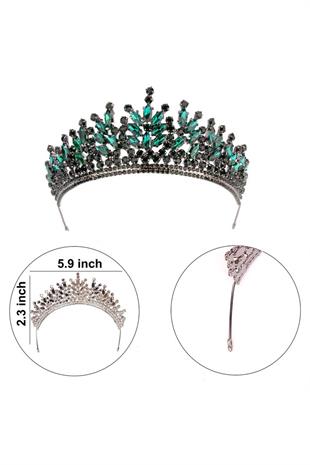 Rio Model Bridal Henna Tiara Princess Tiara Wedding Crystal Embellished Tiara Green