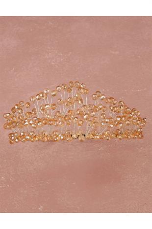Rio Model Gelin Kına Tacı Prenses Tacı Düğüne Kristal Taşlı Taç Bal