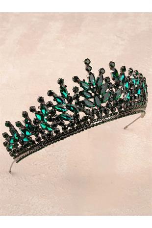 Rio Model Bridal Henna Tiara Princess Tiara Wedding Crystal Embellished Tiara Green