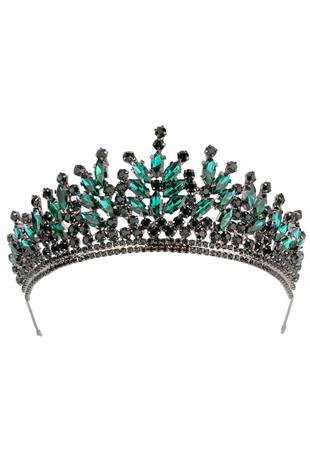 Rio Model Bridal Henna Tiara Princess Tiara Wedding Crystal Embellished Tiara Green