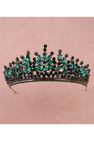 Rio Model Bridal Henna Tiara Princess Tiara Wedding Crystal Embellished Tiara Green