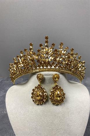 Rio Stone Bridal Henna Crown And Stud Stone Earring Set