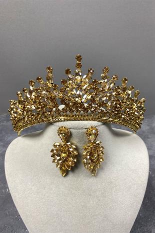 Rio Stone Bridal Henna Crown And Stud Stone Earring Set