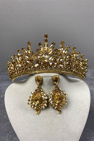 Rio Stone Bridal Henna Crown And Stud Stone Earring Set