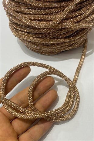 Rose Rengi Full Taşlı Boru Şerit Aplik