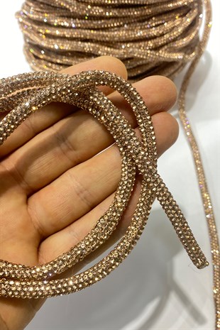 Rose Rengi Full Taşlı Boru Şerit Aplik