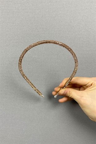 Rose Rengi Full Taşlı Taç Saç Aksesuarı