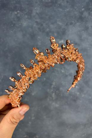Rose Color Lycian Beaded Bridal Henna Crown