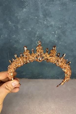 Rose Color Lycian Beaded Bridal Henna Crown