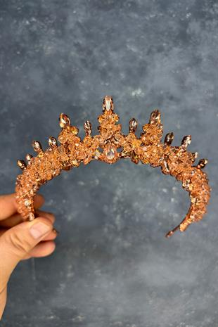 Rose Color Lycian Beaded Bridal Henna Crown