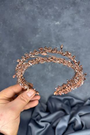 Rose Color Saree Model Double Row Bridal Henna Crown Hair Accessory