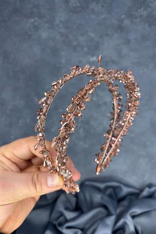 Rose Color Saree Model Double Row Bridal Henna Crown Hair Accessory