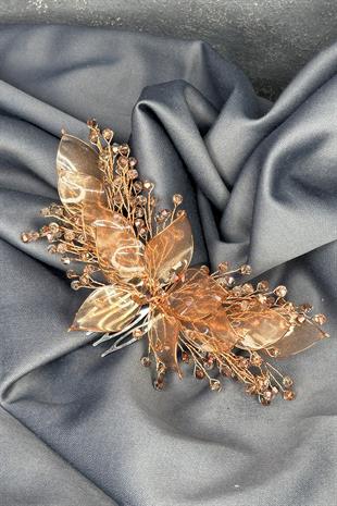 Rose Rengi Sedefli Özün Taraklı Gelin Saç Aksesuarı