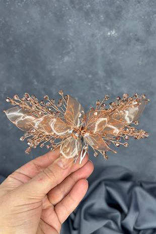 Rose Rengi Sedefli Özün Taraklı Gelin Saç Aksesuarı