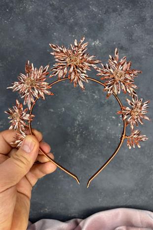 Rose Color Star Stone Bridal Henna Crown and Bridal Hair Accessory