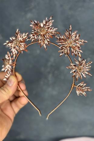 Rose Color Star Stone Bridal Henna Crown and Bridal Hair Accessory