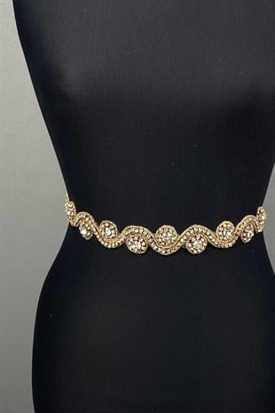  فستان سهرة بتصميم Waterway بلون وردي ملحق بحزام خصر من الحجر