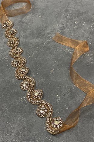  فستان سهرة بتصميم Waterway بلون وردي ملحق بحزام خصر من الحجر