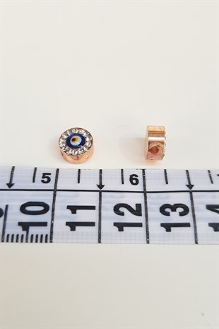 Rose Color Stone Cylinder Evil Eye Bead