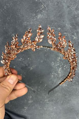 Rose Color Venus Leaf Design Bridal Henna Crown Hair Accessory