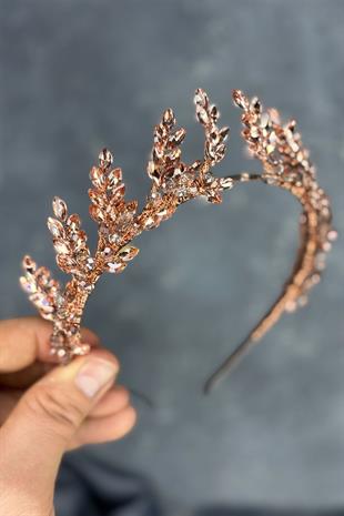 Rose Color Venus Leaf Design Bridal Henna Crown Hair Accessory