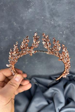 Rose Color Venus Leaf Design Bridal Henna Crown Hair Accessory