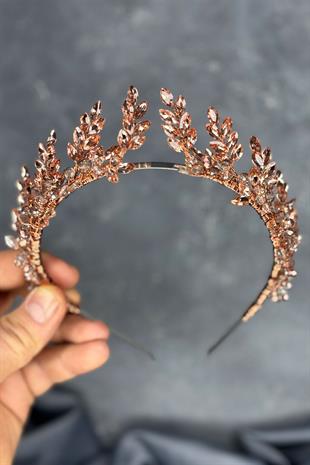 Rose Color Venus Leaf Design Bridal Henna Crown Hair Accessory