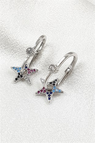 Rose Sargas Yıldız Zirkon Taşlı Küpe