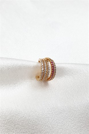 Rose Sıra Taşlı Kıkırdak Küpesi