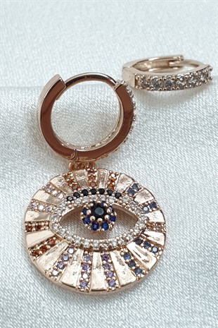 Rose Zirkon Taşlı Göz Küpe