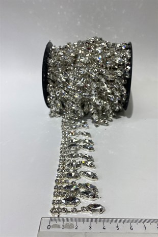 Saçaklı Beyoğlu Mekik Taşlı Abiye Şerit Taş Aplik