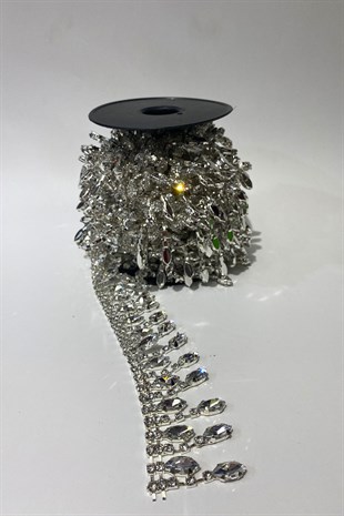 Saçaklı Beyoğlu Taşlı Abiye Şerit Taş Aplik