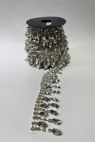 Saçaklı Beyoğlu Taşlı Abiye Şerit Taş Aplik