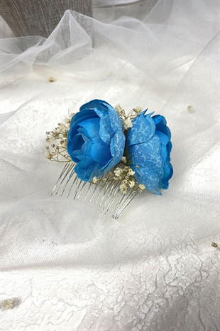 Şakayık Çiçekli Cipsolu Taraklı Saç Tokası