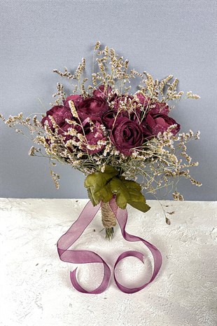 Şakayık Çiçekli Deniz Otlu Gelin Buketi